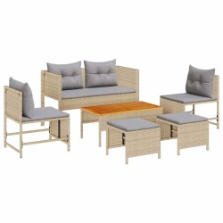 Ensemble de canapé de jardin 6 pcs Beige et Gris clair 558934558934