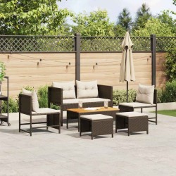 Ensemble de canapé de jardin 6 pcs Marron et Crème polyrotin 558937558937