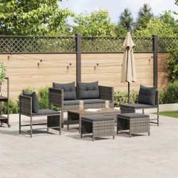 Ensemble de canapé de jardin 6 pcs Gris et Gris foncé polyrotin 558938558938