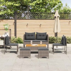 Ensemble de canapé de jardin 6 pcs Gris et Gris foncé polyrotin 558938558938