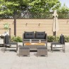 Ensemble de canapé de jardin 6 pcs Gris et Gris foncé polyrotin 558938558938