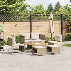 Ensemble de canapé de jardin 6 pcs Beige et crème polyrotin 558939558939