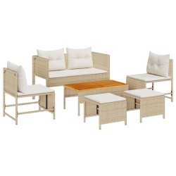Ensemble de canapé de jardin 6 pcs Beige et crème polyrotin 558939558939
