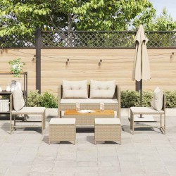Ensemble de canapé de jardin 6 pcs Beige et crème polyrotin 558939558939