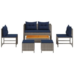Ensemble de canapé de jardin 6 pcs Gris et bleu marine 558946558946