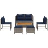 Ensemble de canapé de jardin 6 pcs Gris et bleu marine 558946558946