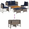 Ensemble de canapé de jardin 6 pcs Gris et bleu marine 558946558946