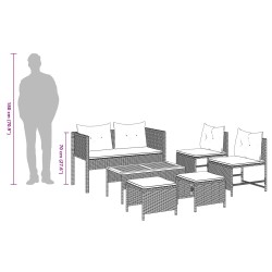 Ensemble de canapé de jardin 6 pcs Gris et bleu marine 558946558946