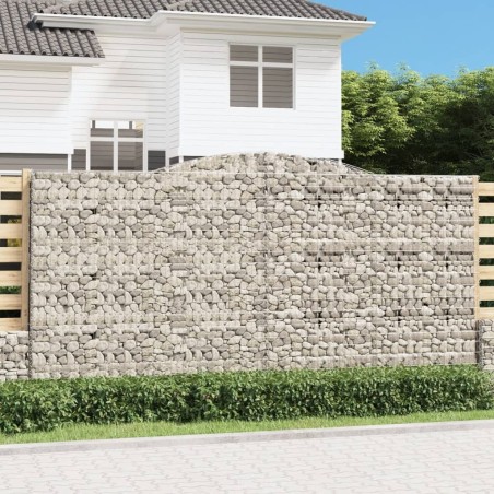 Paniers à gabions arqués 2 pcs 400x50x200/220 cm Fer galvanisé 558966558966