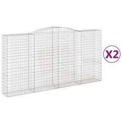 Paniers à gabions arqués 2 pcs 400x50x200/220 cm Fer galvanisé 558966558966