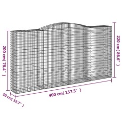 Paniers à gabions arqués 2 pcs 400x50x200/220 cm Fer galvanisé 558966558966