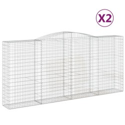Paniers à gabions arqués 2 pcs 400x50x180/200 cm Fer galvanisé 558969558969