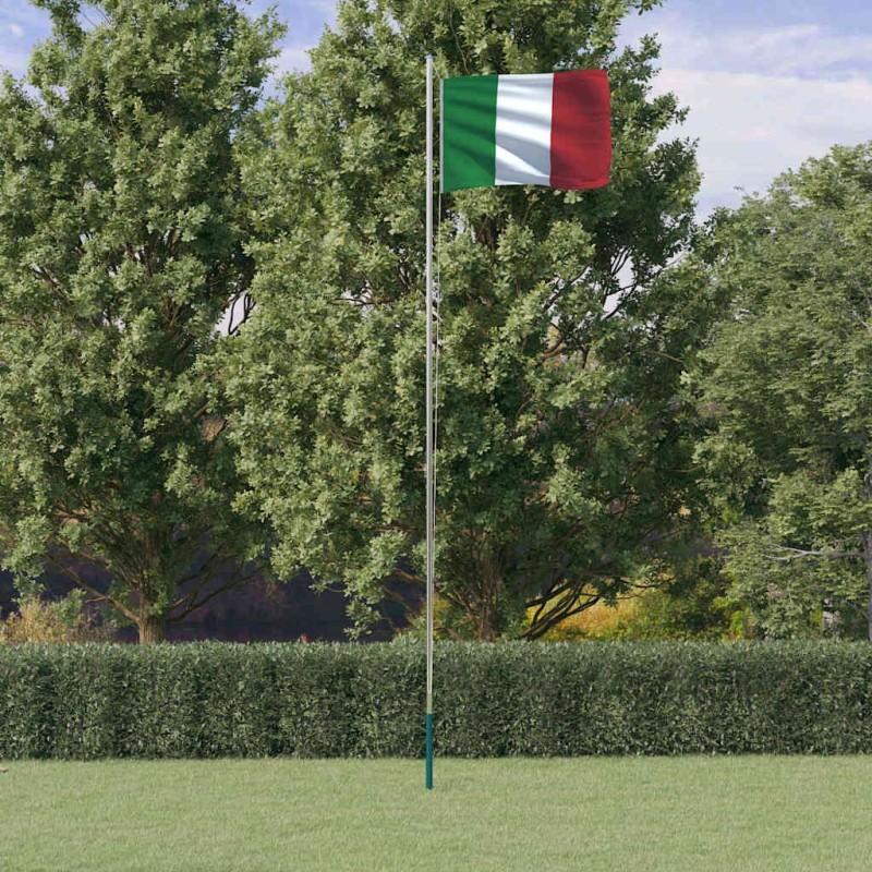 Drapeau de l'Italie et mât 6,08 m Aluminium 558972558972