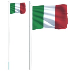 Drapeau de l'Italie et mât 6,08 m Aluminium 558972558972