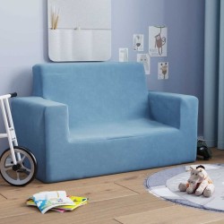 Canapé pour enfants à 2 places Bleu Peluche douce 558986558986