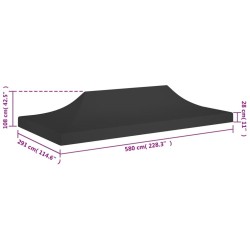 Toit de tente de réception 6x3 m Noir 270 g/m² 558997558997