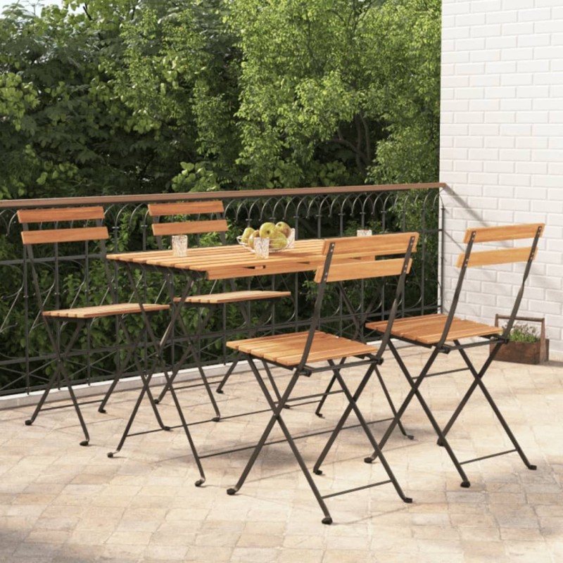 Ensemble de bistro pliable 5 pcs Bois d'acacia solide et acier 559079559079