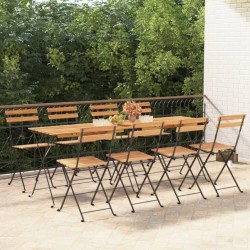 Chaises de bistrot pliantes lot de 8 Bois teck solide et acier 559084559084