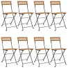 Chaises de bistrot pliantes lot de 8 Bois teck solide et acier 559084559084