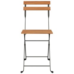 Chaises de bistrot pliantes lot de 8 Bois teck solide et acier 559084559084