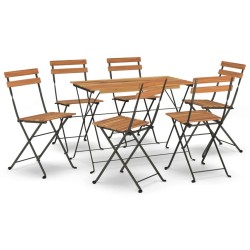 Ensemble de bistro pliable 7 pcs bois d'acacia solide et acier 559090559090