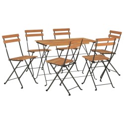 Ensemble de bistro pliable 7 pcs bois d'acacia solide et acier 559090559090