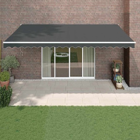 Auvent rétractable anthracite 5x3 m tissu et aluminium 559107559107