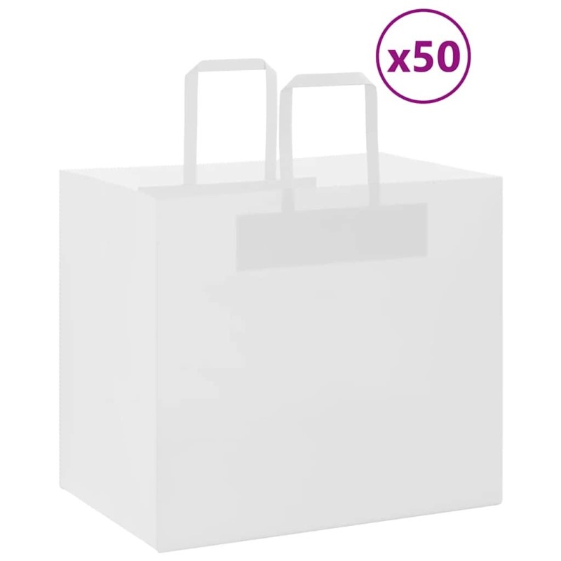 Sacs en papier 50 pcs avec poignées blanc 32x22x28 cm 559108559108