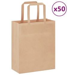 Sacs en papier 50 pcs avec poignées marron 18x8x22 cm 559113559113