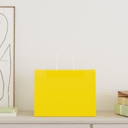 Sacs en papier 250 pcs avec poignées jaune 32x17x25 cm 559117559117