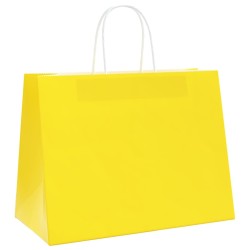 Sacs en papier 250 pcs avec poignées jaune 32x17x25 cm 559117559117