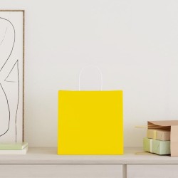 Sacs en papier 250 pcs avec poignées jaune 26x17x25 cm 559118559118