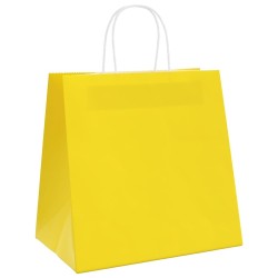 Sacs en papier 250 pcs avec poignées jaune 26x17x25 cm 559118559118