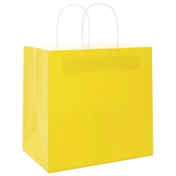 Sacs en papier 250 pcs avec poignées jaune 26x17x25 cm 559118559118