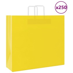 Sacs en papier 250 pcs avec poignées jaune 54x15x49 cm 559124559124
