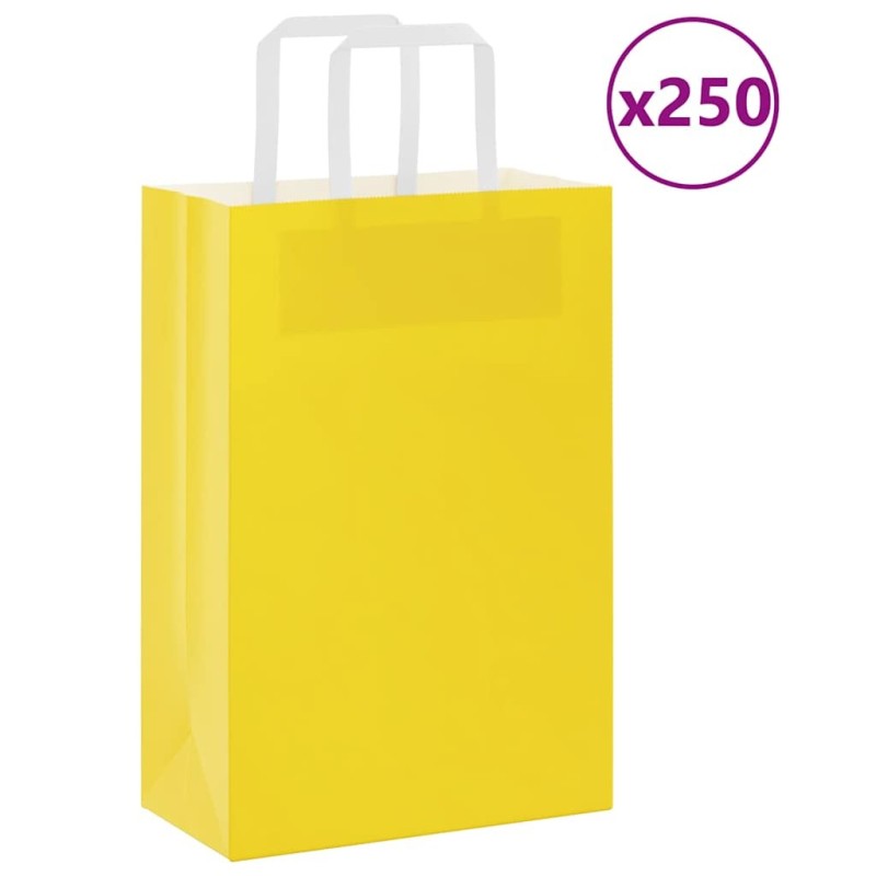 Sacs en papier 250 pcs avec poignées jaune 21x11x31 cm 559128559128