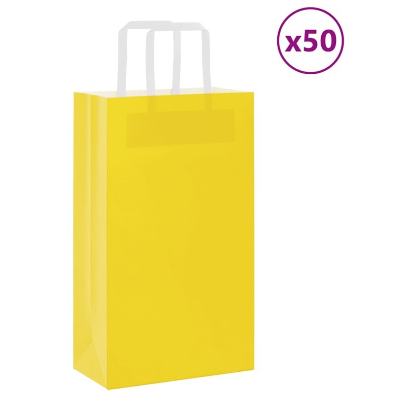 Sacs en papier 50 pcs avec poignées jaune 21x11x36 cm 559129559129