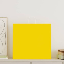 Sacs en papier 50 pcs avec poignées jaune 54x15x49 cm 559135559135
