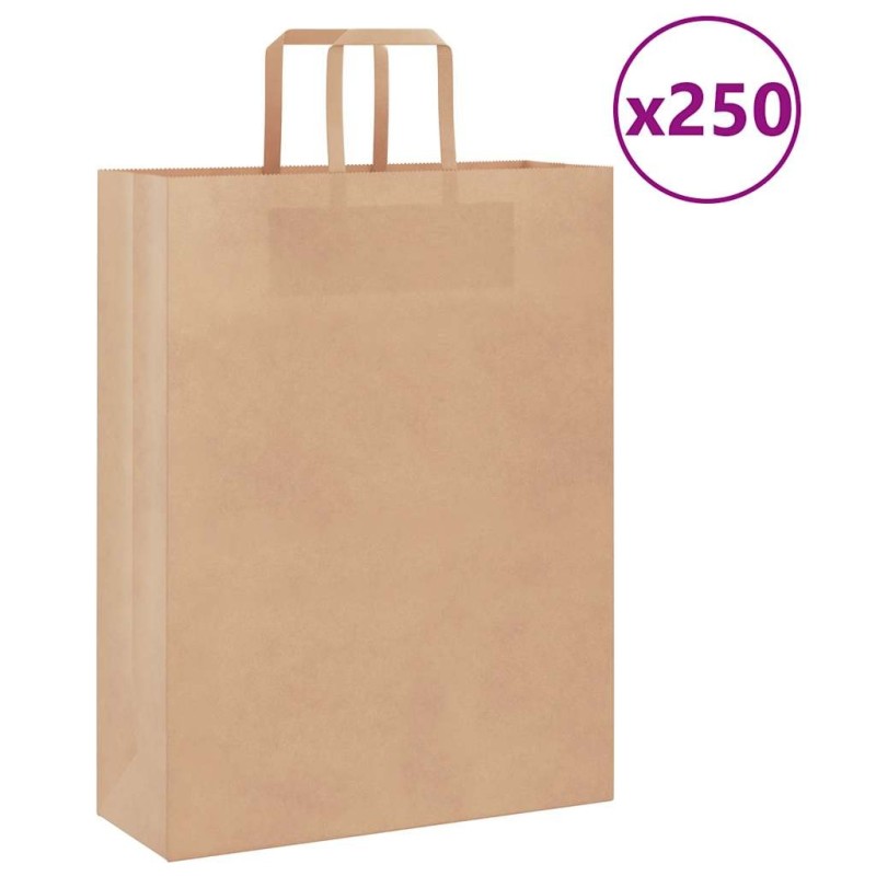 Sacs en papier 250 pcs avec poignées marron 32x12x42 cm 559144559144