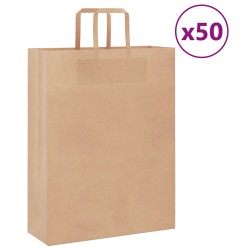 Sacs en papier 50 pcs avec poignées marron 32x12x42 cm 559145559145