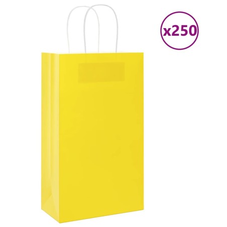 Sacs en papier 250 pcs avec poignées jaune 21x11x36 cm 559153559153