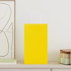 Sacs en papier 250 pcs avec poignées jaune 21x11x36 cm 559153559153
