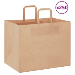 Sacs en papier 250 pcs avec poignées marron 32x22x24 cm 559161559161