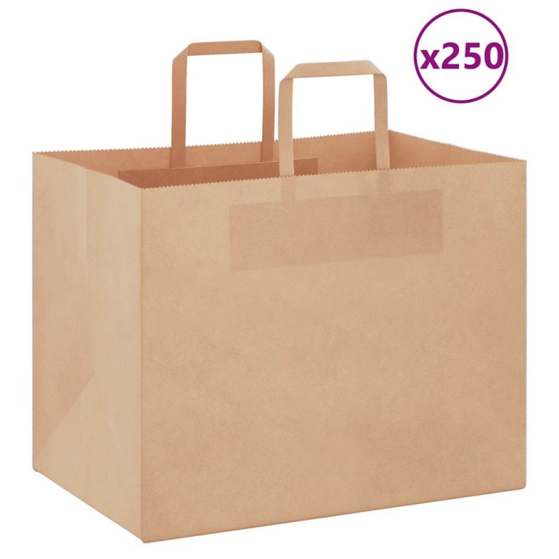 Sacs en papier 250 pcs avec poignées marron 32x22x24 cm 559161559161