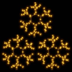 Flocons de neige de Noël avec LED 3 pcs Blanc chaud 38x37 cm 559175559175