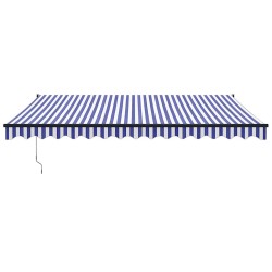 Auvent rétractable bleu et blanc 4,5x3 m tissu et aluminium 559179559179