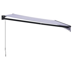 Auvent rétractable bleu et blanc 4,5x3 m tissu et aluminium 559179559179