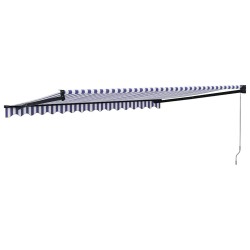 Auvent rétractable bleu et blanc 4,5x3 m tissu et aluminium 559179559179