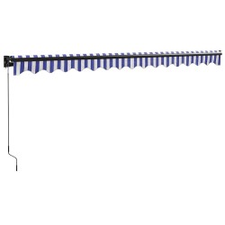 Auvent rétractable bleu et blanc 4,5x3 m tissu et aluminium 559179559179