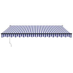 Auvent rétractable bleu et blanc 4x3 m tissu et aluminium 559184559184